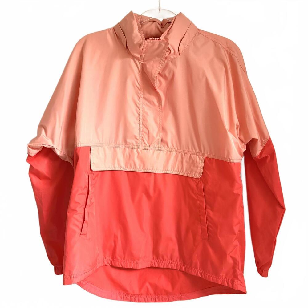 Lauren James | Women’s Peach Coral Lightweight Windbreaker Pockets Hood Size M